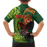 Proud of Manu'a Islands Family Matching Short Sleeve Bodycon Dress and Hawaiian Shirt Rooster and Polynesian Art Wing Style