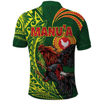 Proud of Manu'a Islands Polo Shirt Rooster and Polynesian Art Wing Style