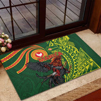 Proud of Manu'a Islands Rubber Doormat Rooster and Polynesian Art Wing Style LT03 - Polynesian Pride