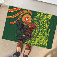 Proud of Manu'a Islands Rubber Doormat Rooster and Polynesian Art Wing Style LT03 - Polynesian Pride