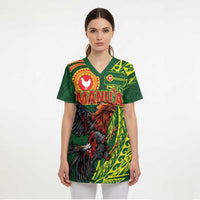 Proud of Manu'a Islands Scrub Top Rooster and Polynesian Art Wing Style LT03 - Polynesian Pride