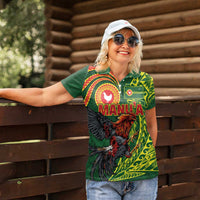 Proud of Manu'a Islands Women Polo Shirt Rooster and Polynesian Art Wing Style