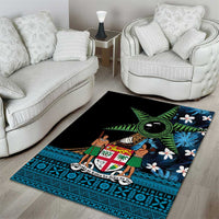 Fiji Day Area Rug Palm Tree With Plumeria Tapa Tribal Pattern