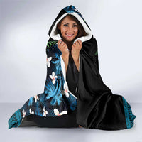 Fiji Day Hooded Blanket Palm Tree With Plumeria Tapa Tribal Pattern