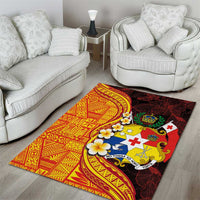 Tonga Culture Area Rug Ngatu Pattern with Plumeria and Hibiscus LT03 - Polynesian Pride