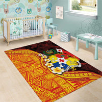 Tonga Culture Area Rug Ngatu Pattern with Plumeria and Hibiscus LT03 - Polynesian Pride