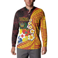 Tonga Culture Button Sweatshirt Ngatu Pattern with Plumeria and Hibiscus LT03 - Polynesian Pride