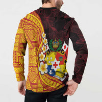 Tonga Culture Button Sweatshirt Ngatu Pattern with Plumeria and Hibiscus LT03 - Polynesian Pride