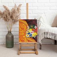 Tonga Culture Canvas Wall Art Ngatu Pattern with Plumeria and Hibiscus LT03 - Polynesian Pride