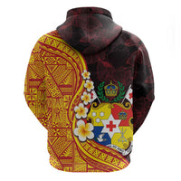 Tonga Culture Hoodie Ngatu Pattern with Plumeria and Hibiscus LT03 - Polynesian Pride