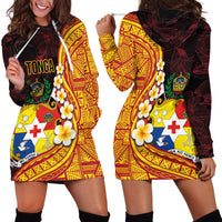 Tonga Culture Hoodie Dress Ngatu Pattern with Plumeria and Hibiscus LT03 - Polynesian Pride