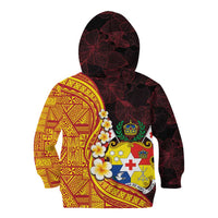 Tonga Culture Kid Hoodie Ngatu Pattern with Plumeria and Hibiscus LT03 - Polynesian Pride