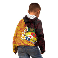 Tonga Culture Kid Hoodie Ngatu Pattern with Plumeria and Hibiscus LT03 - Polynesian Pride