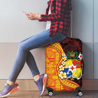 Tonga Culture Luggage Cover Ngatu Pattern with Plumeria and Hibiscus LT03 - Polynesian Pride