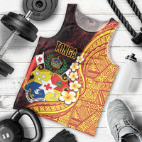 Tonga Culture Men Tank Top Ngatu Pattern with Plumeria and Hibiscus LT03 - Polynesian Pride