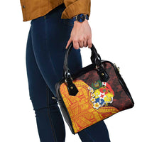 Tonga Culture Shoulder Handbag Ngatu Pattern with Plumeria and Hibiscus LT03 - Polynesian Pride