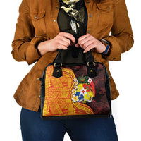 Tonga Culture Shoulder Handbag Ngatu Pattern with Plumeria and Hibiscus LT03 - Polynesian Pride