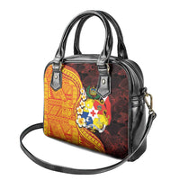 Tonga Culture Shoulder Handbag Ngatu Pattern with Plumeria and Hibiscus LT03 - Polynesian Pride