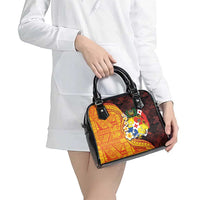 Tonga Culture Shoulder Handbag Ngatu Pattern with Plumeria and Hibiscus LT03 - Polynesian Pride