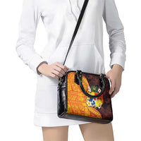 Tonga Culture Shoulder Handbag Ngatu Pattern with Plumeria and Hibiscus LT03 - Polynesian Pride