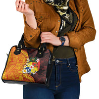Tonga Culture Shoulder Handbag Ngatu Pattern with Plumeria and Hibiscus LT03 - Polynesian Pride