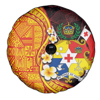 Tonga Culture Spare Tire Cover Ngatu Pattern with Plumeria and Hibiscus LT03 - Polynesian Pride