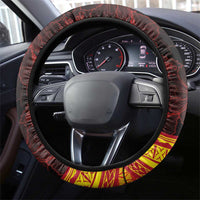 Tonga Culture Steering Wheel Cover Ngatu Pattern with Plumeria and Hibiscus LT03 - Polynesian Pride