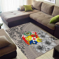 Tonga Culture Area Rug Ngatu Pattern and Blooming Hibiscus LT03 - Polynesian Pride
