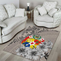 Tonga Culture Area Rug Ngatu Pattern and Blooming Hibiscus LT03 - Polynesian Pride