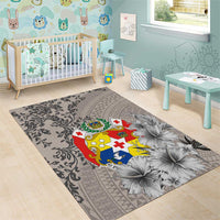 Tonga Culture Area Rug Ngatu Pattern and Blooming Hibiscus LT03 - Polynesian Pride