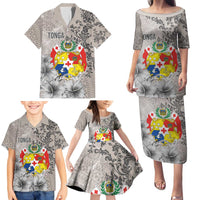 Tonga Culture Family Matching Puletasi and Hawaiian Shirt Ngatu Pattern and Blooming Hibiscus