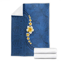 Polynesian Hibiscus and Plumeria with Tapa Pattern Blanket Blue Color LT03 - Polynesian Pride