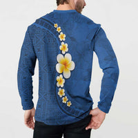 Polynesian Hibiscus and Plumeria with Tapa Pattern Button Sweatshirt Blue Color LT03 - Polynesian Pride