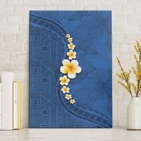 Polynesian Hibiscus and Plumeria with Tapa Pattern Canvas Wall Art Blue Color LT03 Without Frame Blue - Polynesian Pride