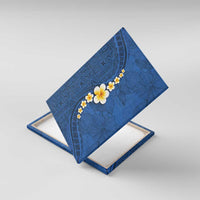 Polynesian Hibiscus and Plumeria with Tapa Pattern Canvas Wall Art Blue Color LT03 With Frame Blue - Polynesian Pride
