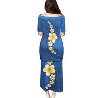 Polynesian Hibiscus and Plumeria with Tapa Pattern Puletasi Blue Color LT03 - Polynesian Pride