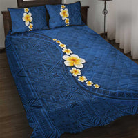 Polynesian Hibiscus and Plumeria with Tapa Pattern Quilt Bed Set Blue Color LT03 Blue - Polynesian Pride