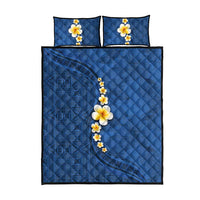 Polynesian Hibiscus and Plumeria with Tapa Pattern Quilt Bed Set Blue Color LT03 - Polynesian Pride