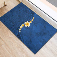 Polynesian Hibiscus and Plumeria with Tapa Pattern Rubber Doormat Blue Color LT03 - Polynesian Pride