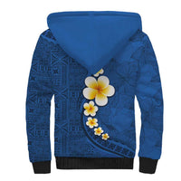 Polynesian Hibiscus and Plumeria with Tapa Pattern Sherpa Hoodie Blue Color LT03 - Polynesian Pride