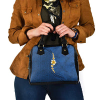 Polynesian Hibiscus and Plumeria with Tapa Pattern Shoulder Handbag Blue Color LT03 - Polynesian Pride