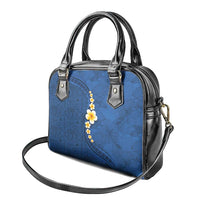 Polynesian Hibiscus and Plumeria with Tapa Pattern Shoulder Handbag Blue Color LT03 - Polynesian Pride