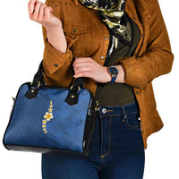 Polynesian Hibiscus and Plumeria with Tapa Pattern Shoulder Handbag Blue Color LT03 - Polynesian Pride