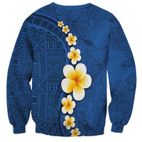 Polynesian Hibiscus and Plumeria with Tapa Pattern Sweatshirt Blue Color LT03 - Polynesian Pride