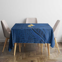 Polynesian Hibiscus and Plumeria with Tapa Pattern Tablecloth Blue Color LT03 - Polynesian Pride