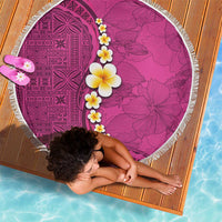 Polynesian Hibiscus and Plumeria with Tapa Pattern Beach Blanket Pink Color LT03 - Polynesian Pride
