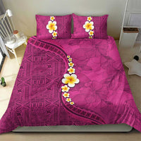Polynesian Hibiscus and Plumeria with Tapa Pattern Bedding Set Pink Color