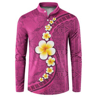 Polynesian Hibiscus and Plumeria with Tapa Pattern Button Sweatshirt Pink Color LT03 Pink - Polynesian Pride