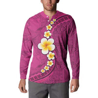 Polynesian Hibiscus and Plumeria with Tapa Pattern Button Sweatshirt Pink Color LT03 - Polynesian Pride