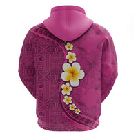 Polynesian Hibiscus and Plumeria with Tapa Pattern Hoodie Pink Color
